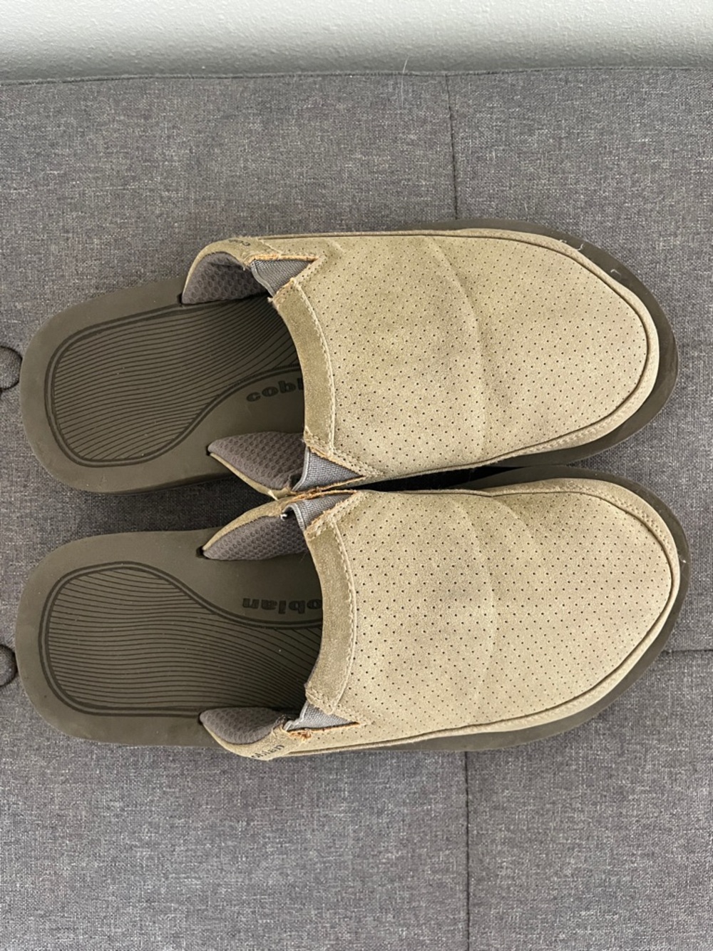 Cobian Men’s Slip-On Loafers in Beige and Olive